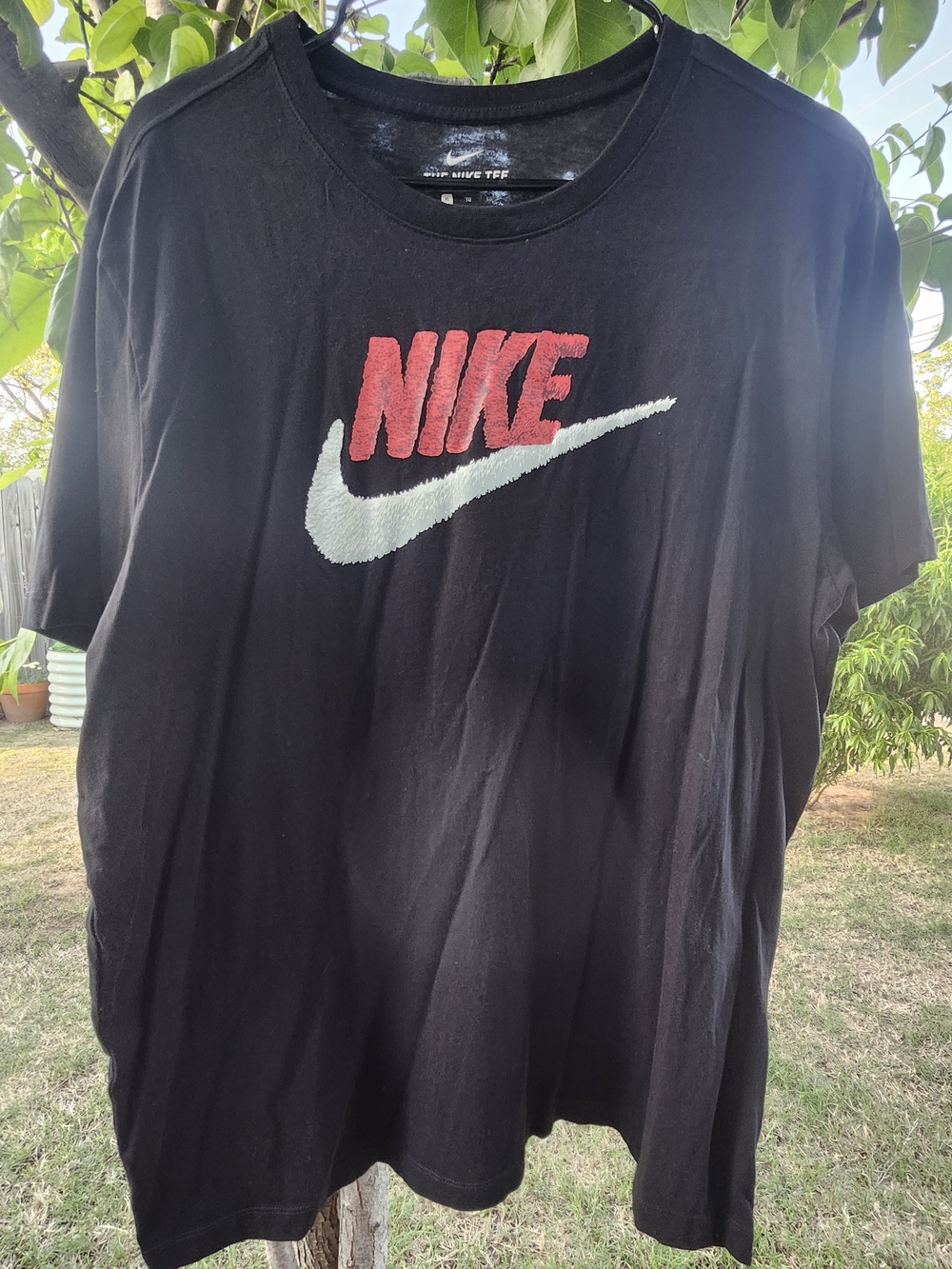 Nike Men's Black T-Shirt with Red Logo